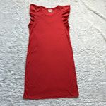 Nation Ltd Elliot Fused Ruffle Flutter Sleeve Dress S Red Orange Pima Cotton Photo 6