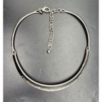 Chico's  Hammered Silver Tone Structured Collar Necklace Brutalist Minimalist Photo 6