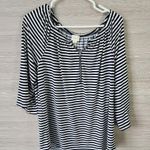 Chico's Knit Kit Stripe Off-the-Shoulder Top Nautical 3/4 Sleeve Blouse 0 (S/M) Photo 2