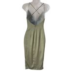 Oh Polly  Sage Green Satin Cowl Neck Midi Dress Size 2 Photo 5