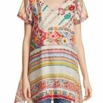 Johnny Was Tulum Tunic Silk Scallop Hem Geometric Floral Short Sleeve Photo 6