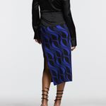 ZARA Geometric Print Ruched Satin Midi Skirt Photo 2