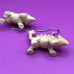 Whimsical 3D Dinosaur Toy Earrings Orange Photo 3