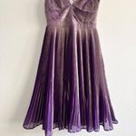 Karen Millen Purple Metallic Plisse Pleated Mini Dress Crisscross Straps Sz 6 Photo 4