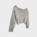 Forever 21 Women’s Chunky Knit distressed open knit v-neck oversized cropped sweater Large Photo 5