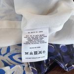 Maeve  Blue and White Leaf Print A-Line silk Skirt Photo 5