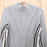 Halogen  Womens Cable Knit Sweater Size S Gray Mock Neck Minimalist Cozy Preppy Photo 1