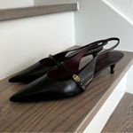 Tory Burch NWOB  Double T Buckle Mary Jane Slingback Heels in Black Sz 10 Photo 4