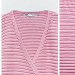 ZARA  Knit Ribbed V-Neck Wrap Long Sleeve Sweater Cardigan Pink Size S NEW Photo 6