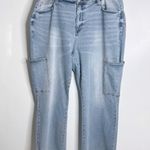 Judy Blue High Rise Wide Leg Cargo Pocket Jeans Light Blue Wash Size 24W Photo 0