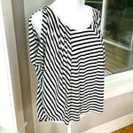American Eagle  Black and White Striped Sleeveless Draped Tee Top Sz S Photo 1