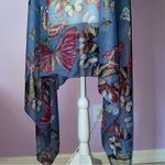 Sheer Blue Scarf with Butterfly Novelty Print Wrap Shawl Photo 4