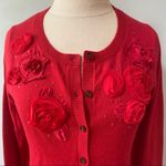 Banana Republic Red Flower Bead Cardigan Photo 2