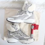 Valentino Garavani Valentino VLogo Metallic Silver Ivory Shearling & Leather High-Top Sneakers Photo 5