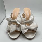 Dee Ocleppo Bow Satin Wedge Sandals 2404 white size 8.5 slip on heel Photo 3
