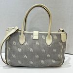 Dooney & Bourke  Monogram Canvas Leather Trim Satchel Bag Cream Beige Pink Liner Photo 5