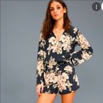 Lulus Lulu’s Prairie Daydream Floral Romper Washed Navy M Photo 1