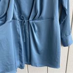 Aritzia Babaton Larchmont Long Sleeve Satin Mini Wrap Dress Baby Blue Size XS Photo 4
