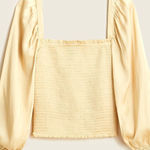 J.Crew J.‎ Crew Squareneck smocked satin cropped top Soft Yellow Size M Photo 0