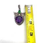 Shankari signed pendant 925 Sterling Silver w/ Amethyst, Pearls &Green C… Photo 2