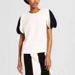 Victoria Beckham for Target‎ ivory & black scalloped sleeve blouse womens large Photo 2