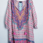 Tolani  Multicolor Bohemian Silk Tassel Tunic Dress Photo 0