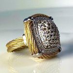 Charriol Celtic Classique Diamond/White Sapphire Cable Ring Gold Size 6 Photo 1