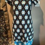 Hatley Short Sleeve Back Zip Cotton Black and Turquoise Dress Photo 0