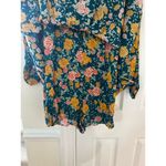 ZARA Green & Yellow Rose Floral Print Velvet Trim Romper Photo 4
