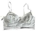 Free People  Women’s S Lele Lace Up Corset‎ Bra Crop Top White Lace Coquette New Photo 6