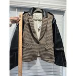 Anthropologie NEW By  Menswear Fabric Mix Vegan Leather Houndstooth Blazer S $158 Photo 5