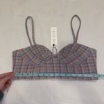 ZARA Checkered Plaid Tweed Bustier Corset Crop Top Pink Photo 4