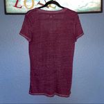 American Eagle  shirt womens Size Large Short Sleeve Burnout top burgundy v neck Photo 8