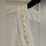 Emma James Women’s Linen Blend Embellished White Tunic Size 14 Photo 5