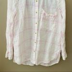 Free People  No Limits Plaid Linen Shirt White/Pink Sz XS Photo 5