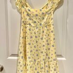 Hollister NWT  Yellow Floral Tie-back Flutter Sleeve Mini Dress - Medium Short Photo 4