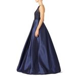 Monique Lhuillier ML Francesca Puff Ball Gown Dress in Navy Blue Size 10 Photo 2
