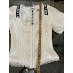 I am gia I.AM.GIA Women's White Square Neck Lace Trim Chelsey Corset Blouse Top Size S Photo 7
