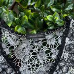 Chris McLaughlin Women's crochet cardigan with floral pattern early 2000’s Black Size XL Photo 3