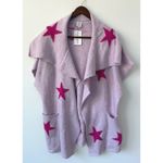 J. Marie Anniston Cardigan Open Front Pink Stars Purple Spring Pastel Womens M/L Size undefined Photo 4
