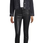 joe's jeans Taylor Hill x JOE’S JEANS Princess Black Distressed Denim Cropped Jacket EUC M Photo 0