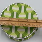 Clinique  Small Wristlet Green/white Geometric Design‎ 4" Round Cosmetic Bag Photo 4