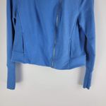 H by Halston  Moto Jacket Zip Up Buttons Blue Long Sleeve Size 12 Photo 2