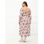 Eloquii Floral Midi Dress Womens 22 Pink Smocked Square Neck Boho Cottagecore Photo 1