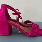 Gianni Bini Rhiaann Ankle Tie Pink Fuchsia Suede Block Heel Sandals Photo 3