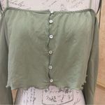 ZARA Flowy Tank Top Tie Shoulders Spaghetti Straps Long Sleeve Green Sz M Photo 6