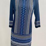 Vince Camuto Geometric Blue and Black Long Sleeve Dress NEW 10 Photo 2