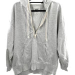 Aerie  Light Gray Oversized 1/2 Zip Pull Over Hooded Sweatshirt Photo 0