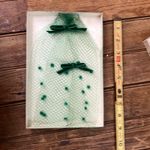 Vintage 1960s Elegant green Net Hat hair piece bows and dots New in Box Photo 3