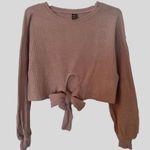 SheIn Tie-Knot Drop Shoulder Rib-knit Long Sleeve Cropped Sweater Photo 0